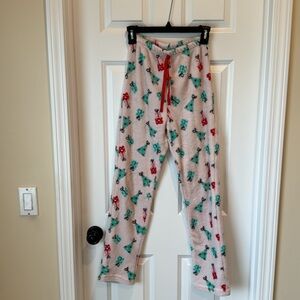 Christmas Fleece Pajama Pants - Pink w/ Green and‎ Red - Small